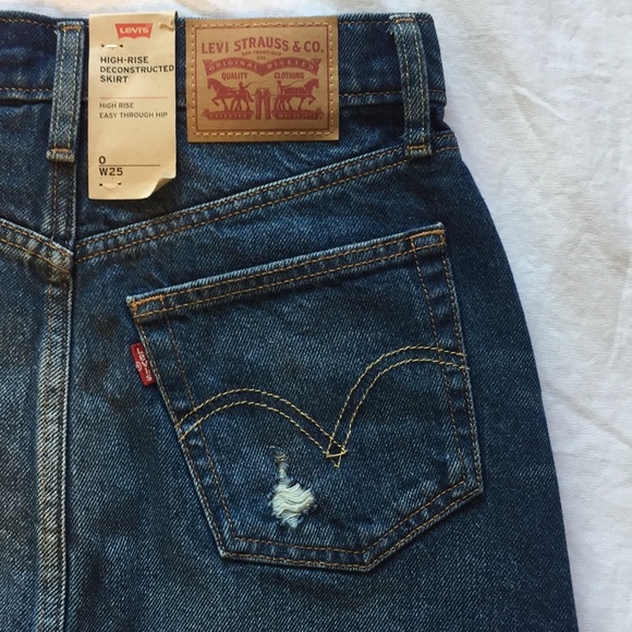 Levi’s High Rise Deconstructed Denim Jean Skirt - Picture 7 of 7